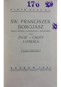 Św. Franciszek Borgjasz, 1931 r.