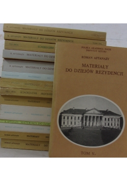 Materiały do dziejów rezydencji zestaw 15 książek
