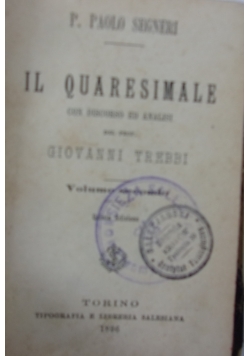 Il Quaresimale, 1896r.