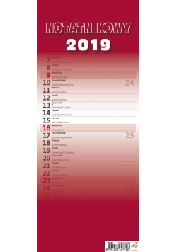 Kalendarz notatnikowy czerwony 2019
