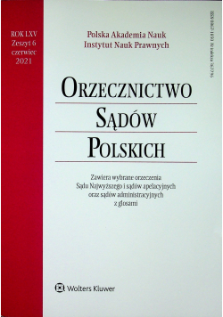 Orzecznictwo Sądów Polskich Rok LXV Zeszyt 6