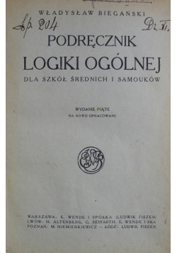 Podręcznik logiki ogólnej  1916 r