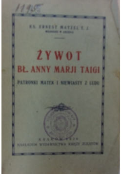 Żywot Bł. Anny Marji Taigi, 1926 r.