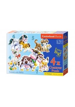Puzzle x 4 - Zwierzęta i ich dzieci CASTOR nowe