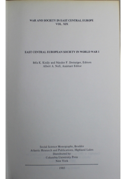 East Central European Society in World War I