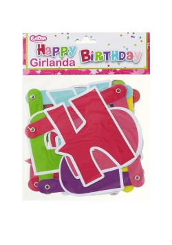 Girlanda Happy Birthday różowa 1,8 m
