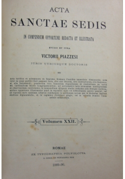 Acta sanctae sedis XXII, 1889 r.