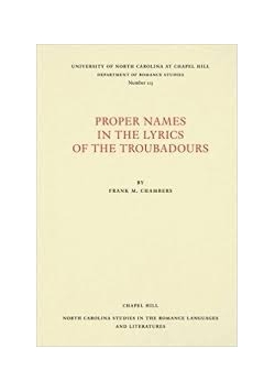 Proper names in the lyrics of the Troubadours