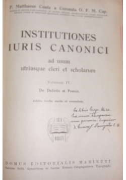 Institutiones Iuris Canonici, Tom IV, 1947r.