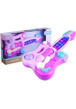 Interaktywna gitara pianinko gra + świeci różowa