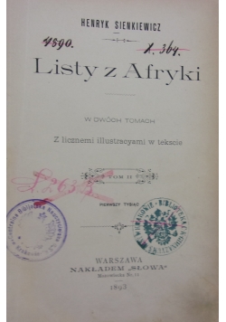 Listy z Afryki, 1893 r.