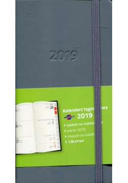 Kalendarz 2019 książkowy tygodniowy Lux szary