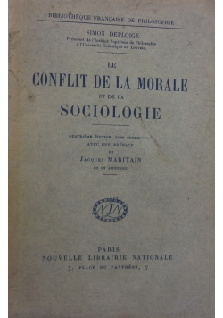 Le Conflit De La Morale et de la Sociologie, ok 1937 r.