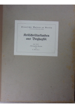 Keilschrifturkunden aus Boghazkoi, Heft XXVIII, 1935 r.