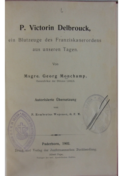 P. Victorin Delbrouck, 1902 r.
