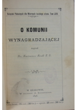O komunii wynagradzającej, 1898 r.