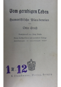 Vom geruhigen Leben, 1903 r.