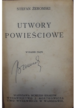 Utwory powieściowe, 1923 r.