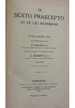 De Sexto Praeceptoet de usu Matrimonii / De Censuris, ok 1931 r.