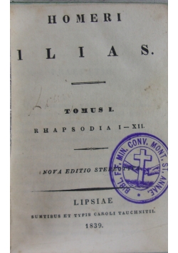 Homeri Ilias, Tom I, 1839r.