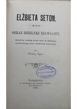 Elżbieta Seton Obraz Dzielnej Niewiasty 1898 r.