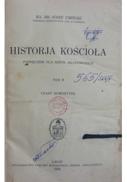 Historia Kościoła Tom II -czasy nowożytne, 1934 r.