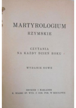 Martyrologium Rzymskie,1938 r.