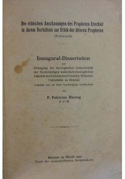 Inaugural-Dissertation, 1922 r.