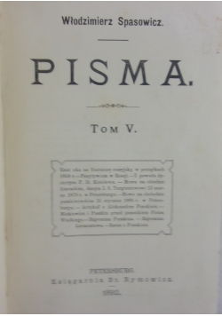 Pisma tom V, 1892 r.