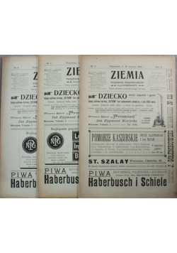 Ziemia Tygodnik Krajoznawczy 3 numery 1913 r.