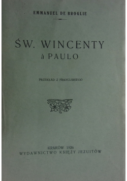 Św. Wincenty a Paulo, 1926 r.