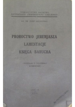 Proroctwo Jeremiasza. Lamentacje. Księga Barucha, 1935 r.