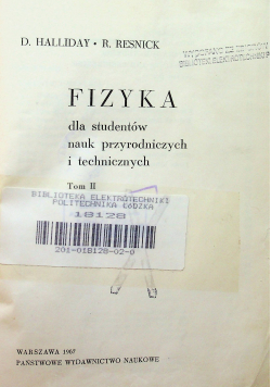 Fizyka dla studentów nauk przyrodniczych i technicznych tom II