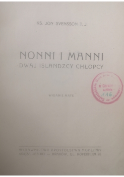 Nonni i Manni dwaj Islandzcy chłopcy, 1946 r.