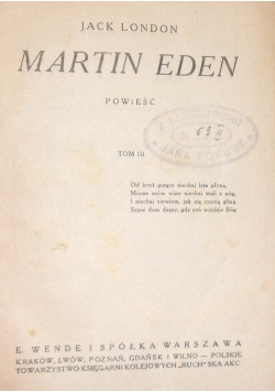 Martin Eden tom III, 1926r.