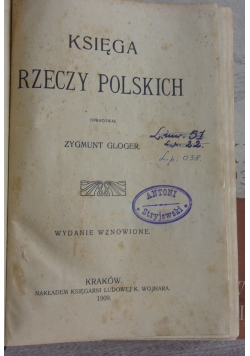 Księga rzeczy polskich, 1909 r.