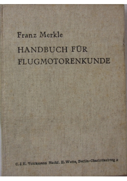 Handbuch Fur Flugmotorenkunde, 1939 r.