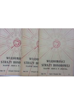 Wiadomości Straży Honorowej Najświętszego Serca P. Jezusa, zestaw 3 książki,  1947 r.