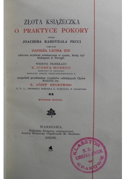 Złota Książeczka o praktyce pokory 1898 r.