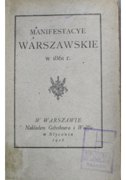 Manifest Warszawski w 1861 roku 1916 r.