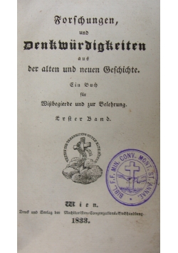 Forschungen und Denkwurdigkeiten,1833r.