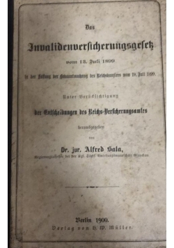Das invalidenversicherngsgesek vom 13 juli 1899, 1900 r.