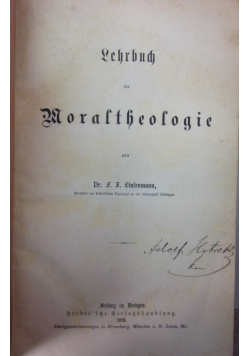 Lehrbuch der Moraltheologie, 1878 r.