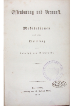 Offenbarung und Vernunft, 1853r.