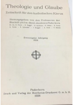 Theologie und Glaube. Zeitschrift für den katholischen Klerus, 1928 r.