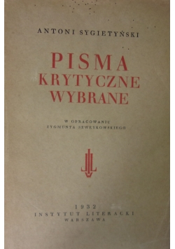 Pisma krytyczne wybrane, 1932 r.