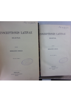 Inscriptiones latinae, tom 3, cz 1 i 2