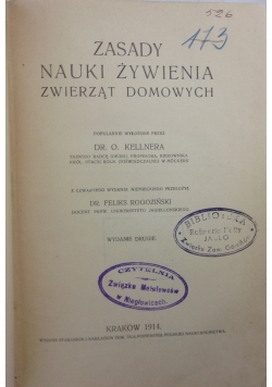 Zasady nauki żywienia zwierząt domowych, 1914 r.