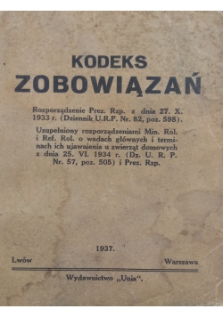 Kodeks zobowiązań, 1937 r.