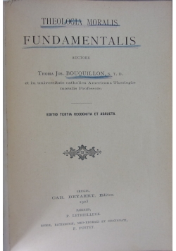 Theologia moralis fundamentalis, 1903 r.
